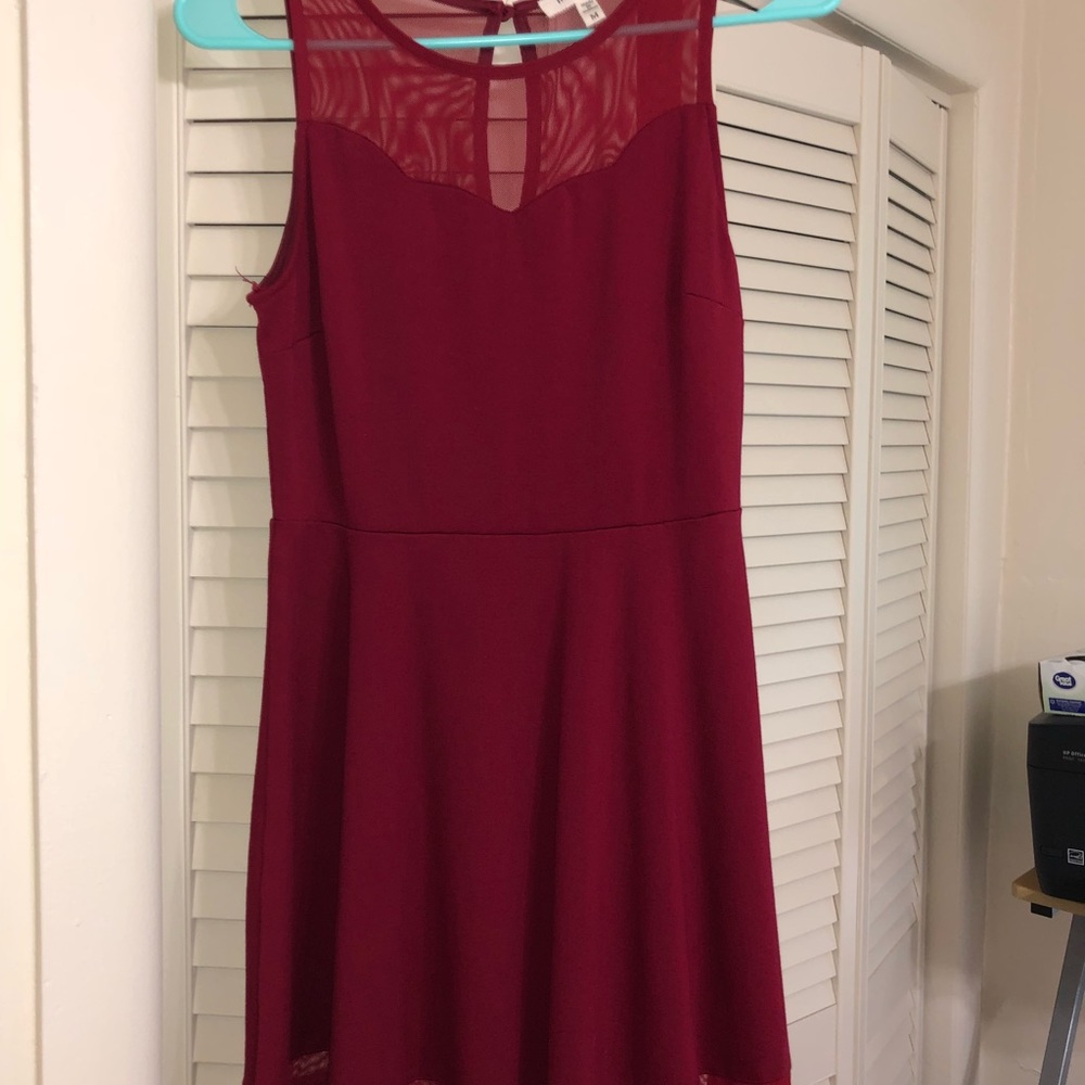 a burgandy skater dress